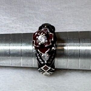 Size 6 925 Nature Inspired Rose Engagement Ring Women‎ CZ Red Lacquer ORG $169